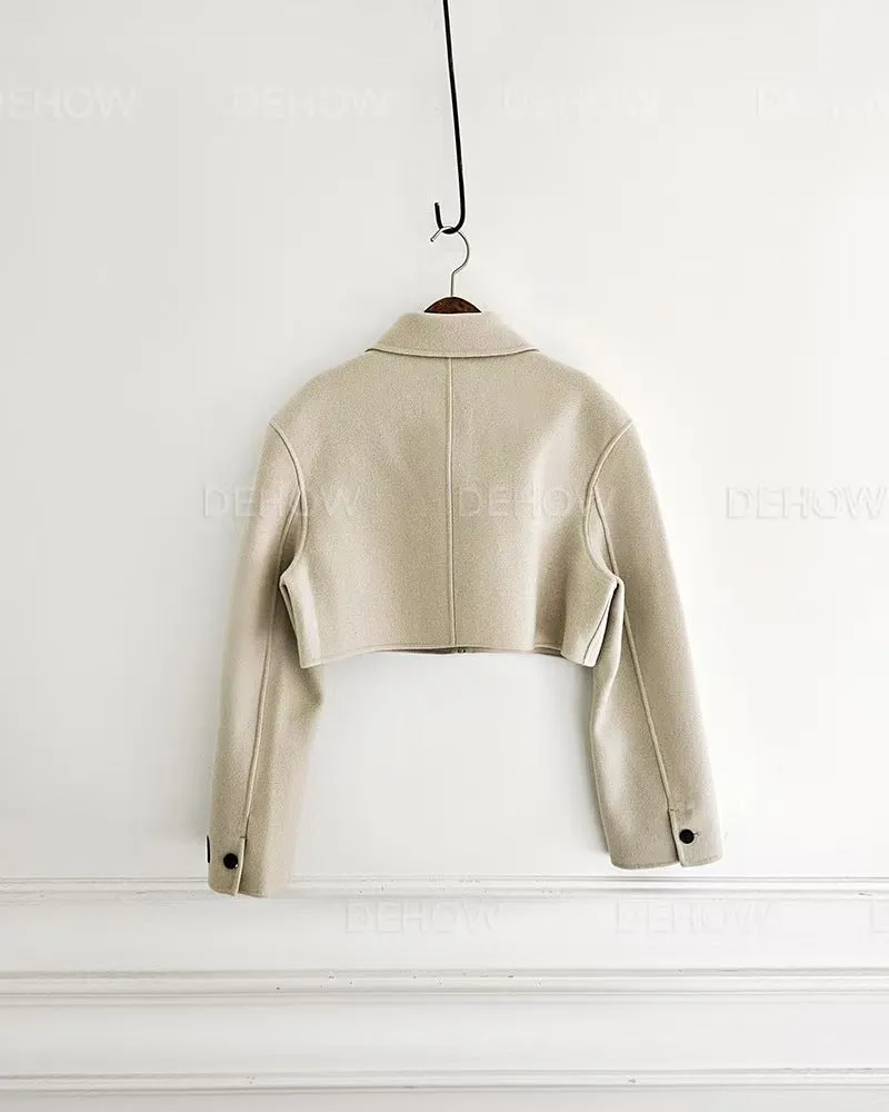 Flip Pocket Zipper Woolen Jacket