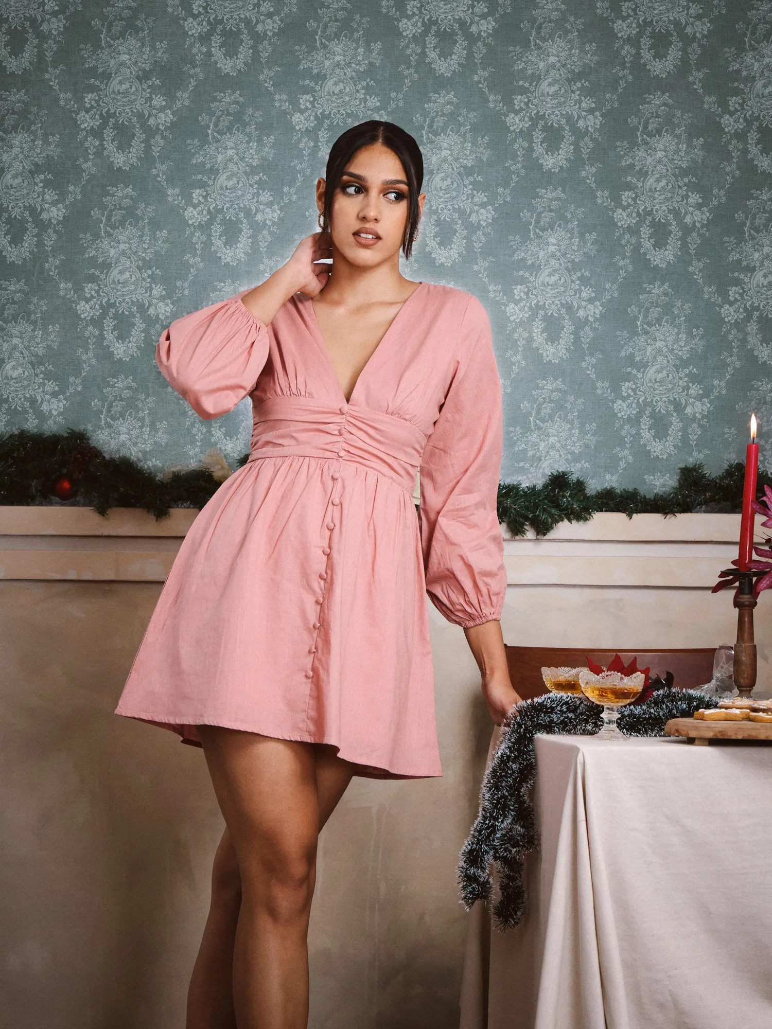 Gather Detail Mini Dress