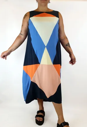 Gorman 100% silk colourful panelled dress size 14
