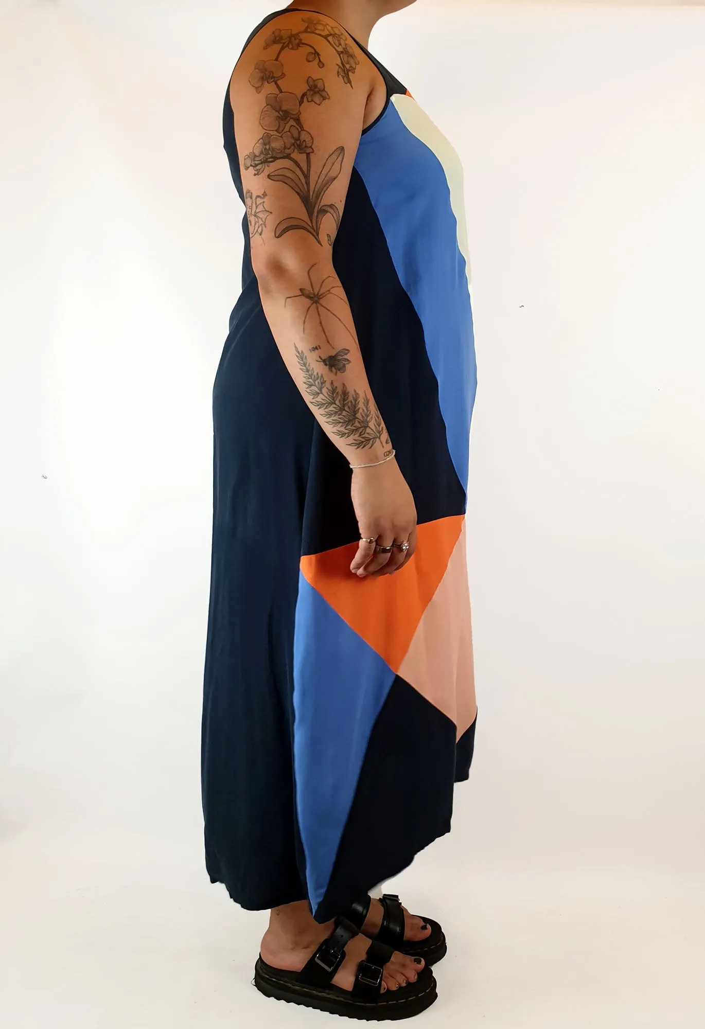 Gorman 100% silk colourful panelled dress size 14