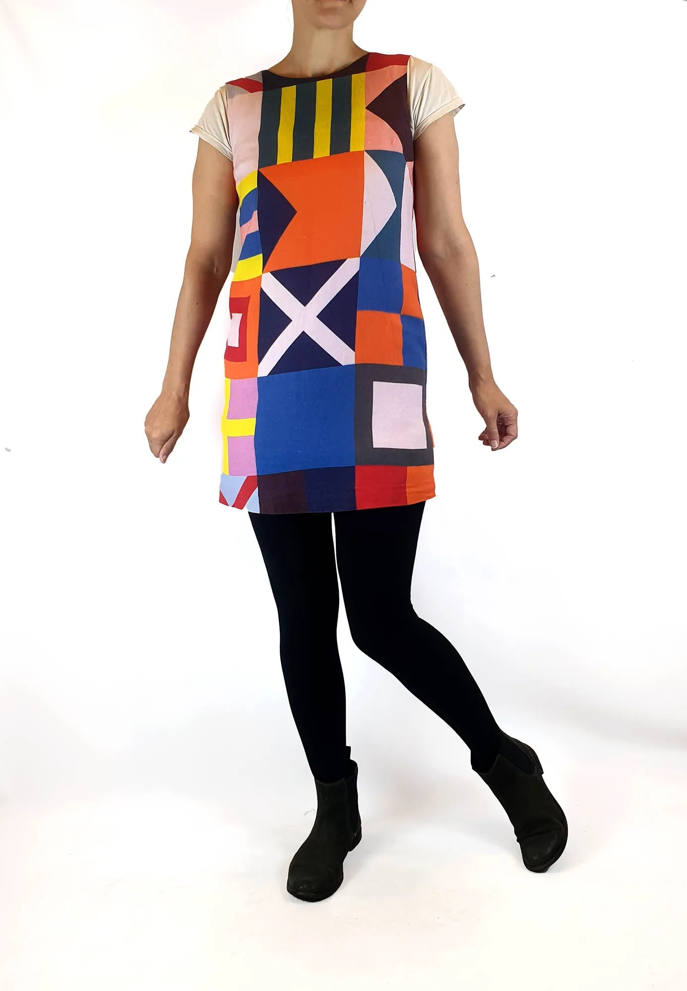 Gorman linen mix fun print shift style dress size 8