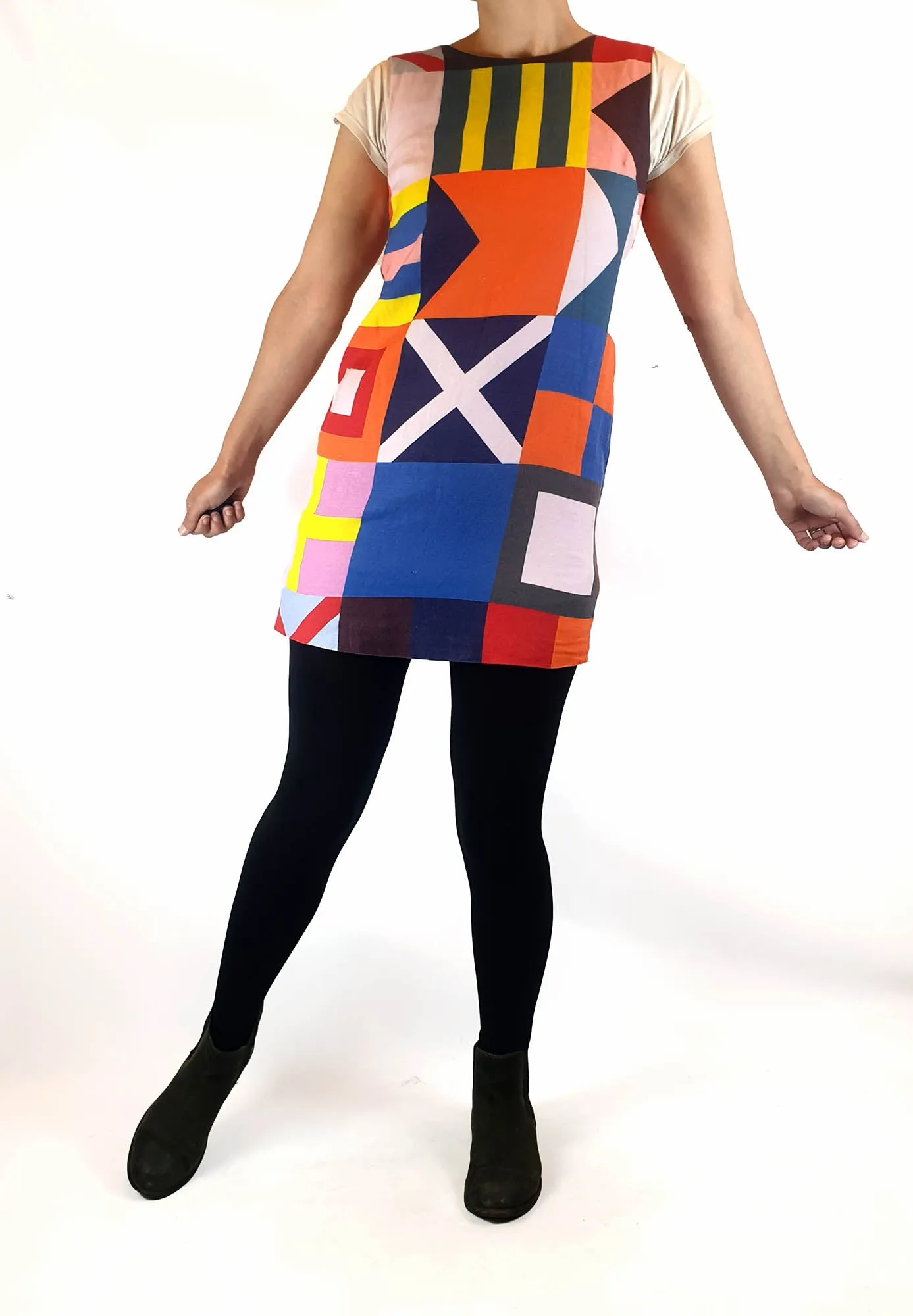 Gorman linen mix fun print shift style dress size 8
