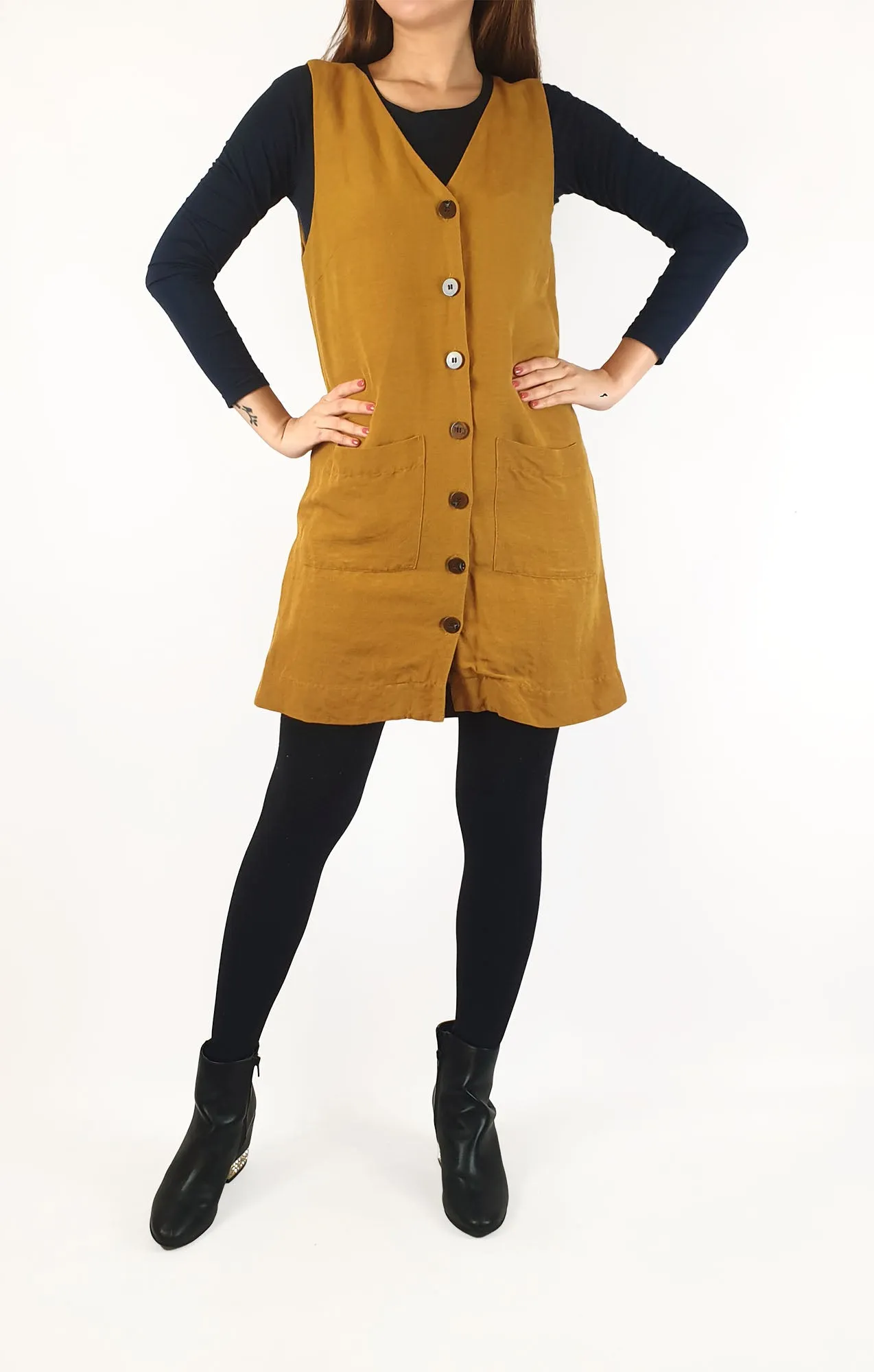 Gorman mustard linen mix sleeveless dress size 10