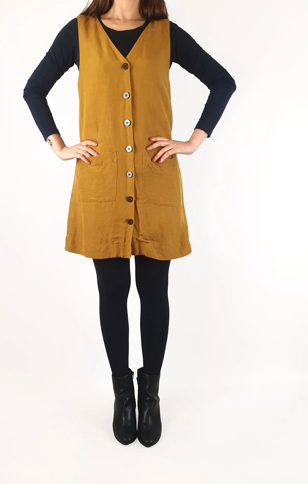 Gorman mustard linen mix sleeveless dress size 10