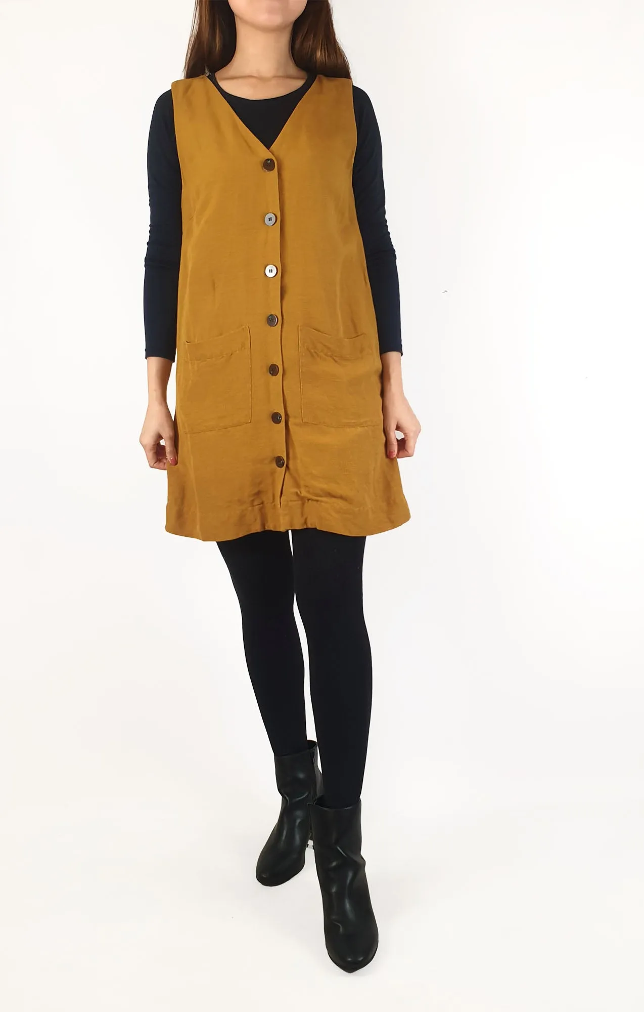 Gorman mustard linen mix sleeveless dress size 10