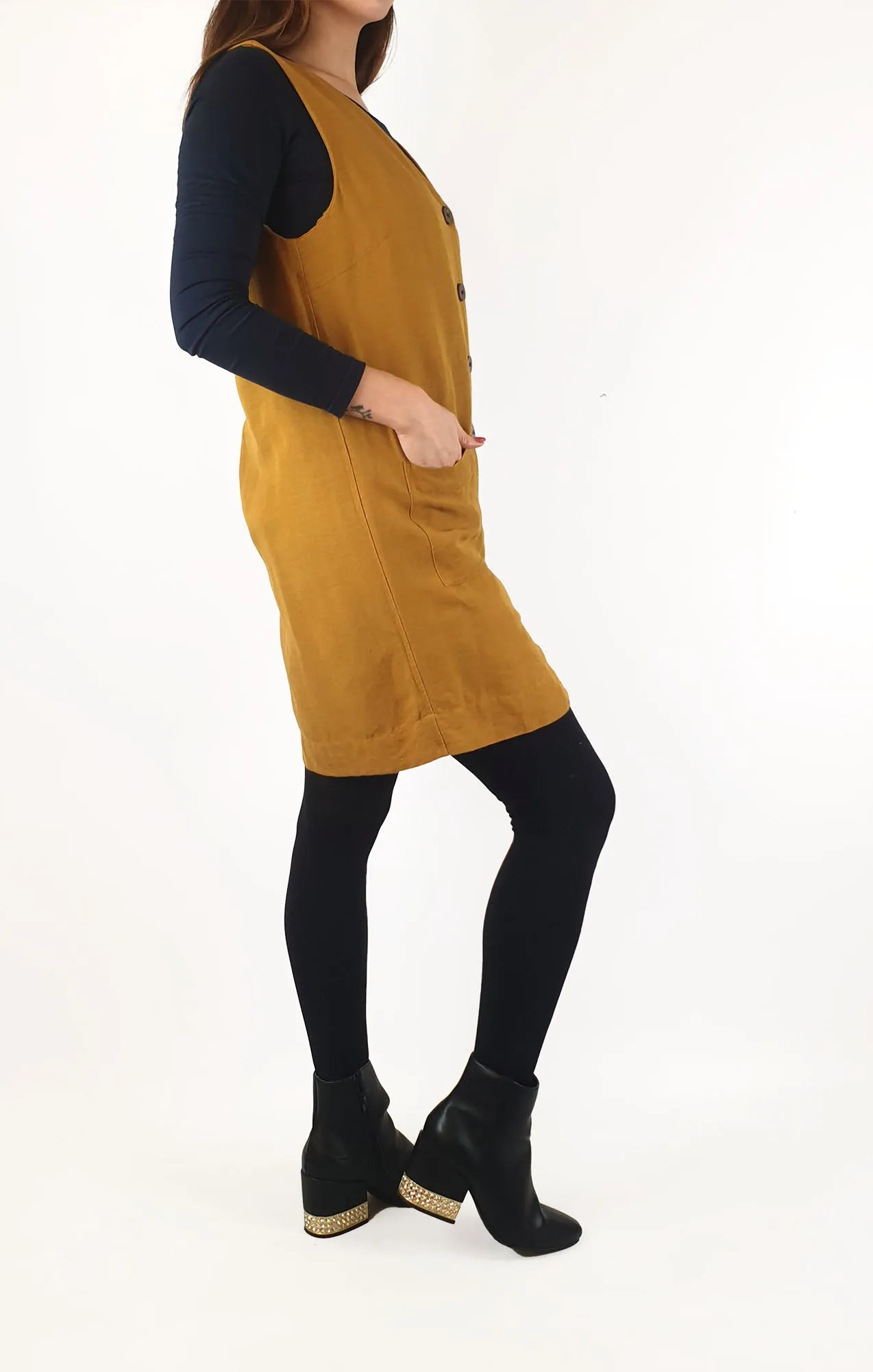 Gorman mustard linen mix sleeveless dress size 10