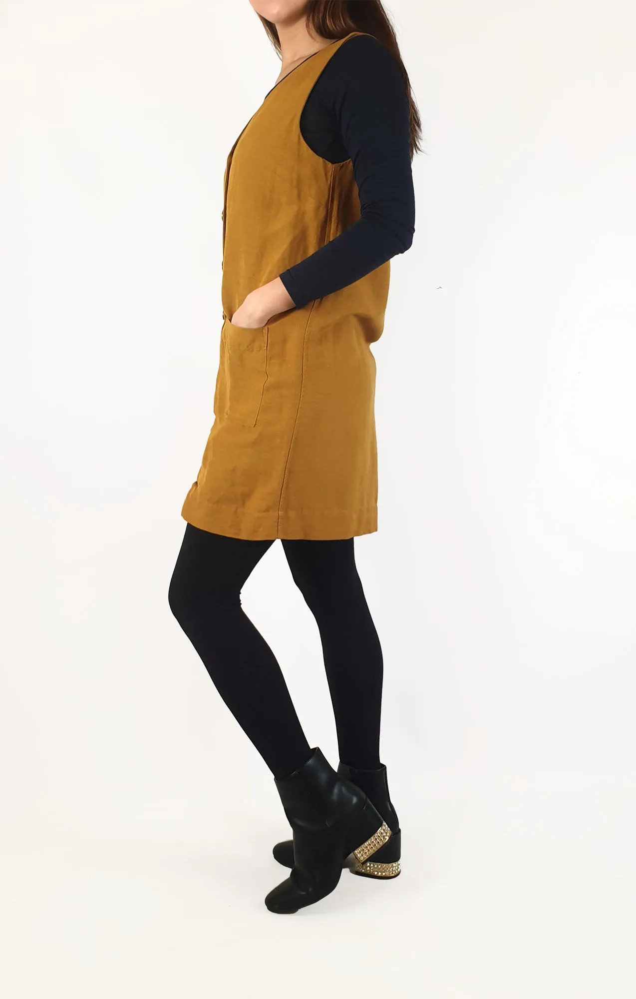 Gorman mustard linen mix sleeveless dress size 10