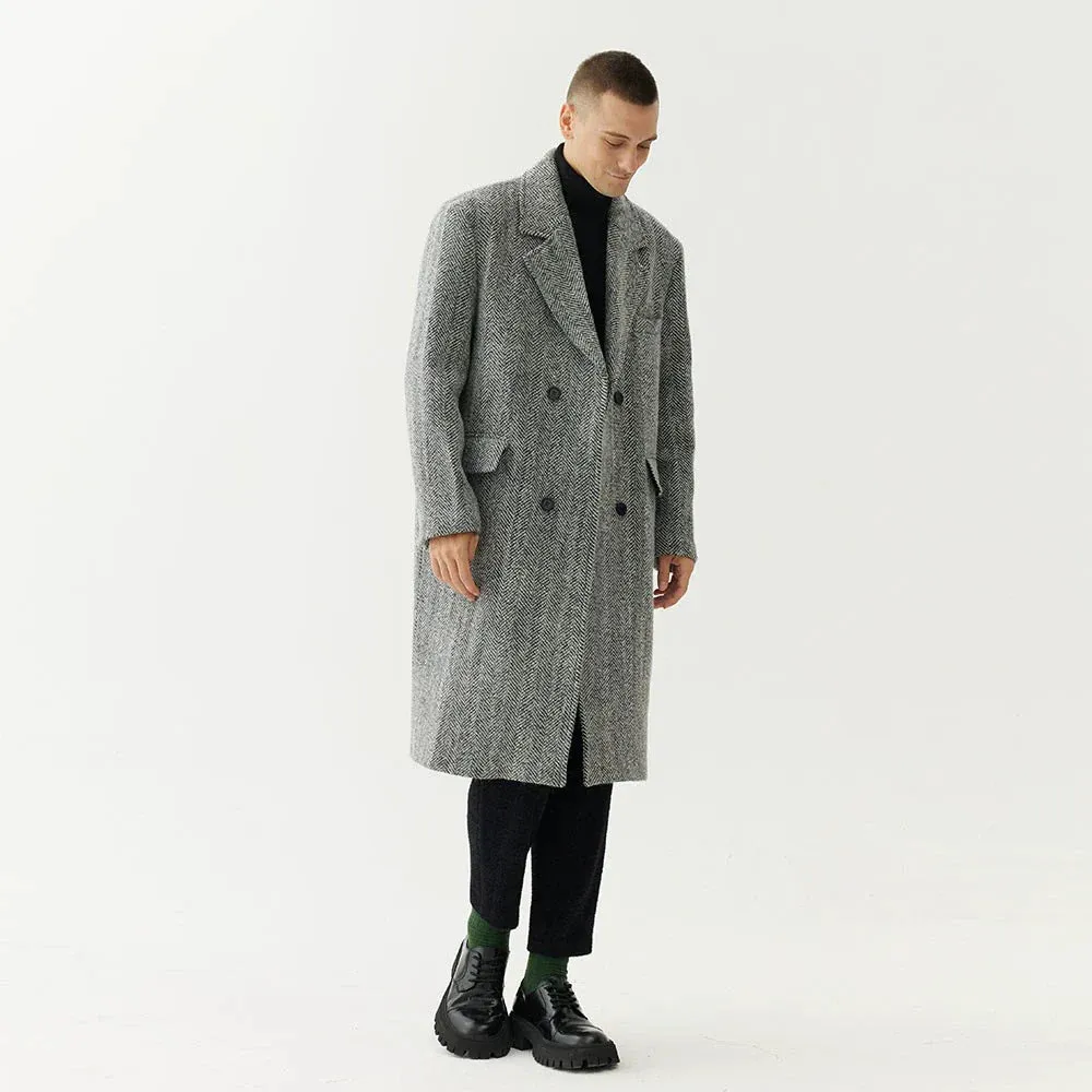 Gray Herringbone Overcoat