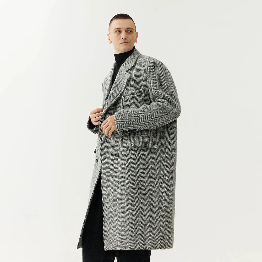 Gray Herringbone Overcoat