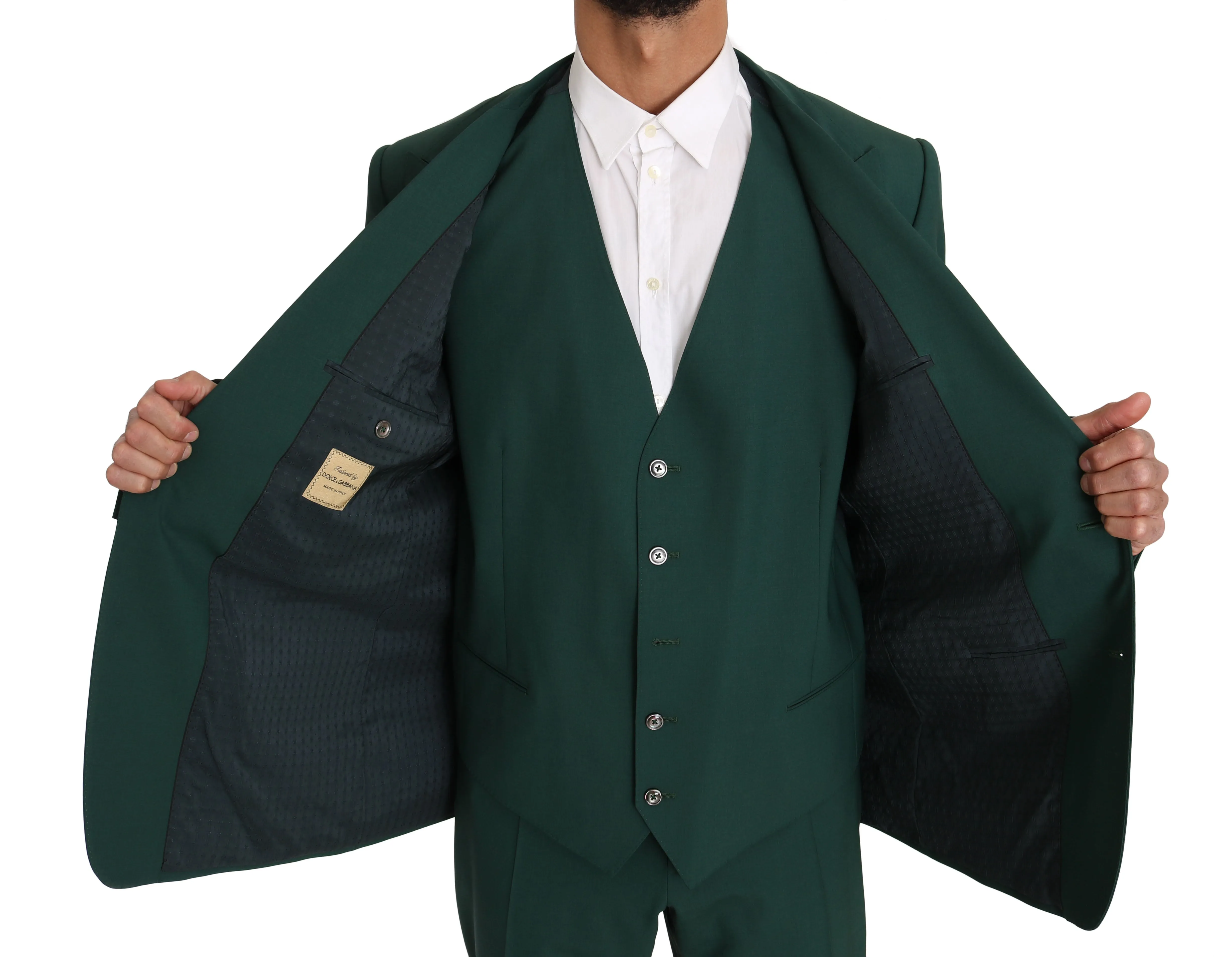 Green Wool 3 Piece Stretch Suit