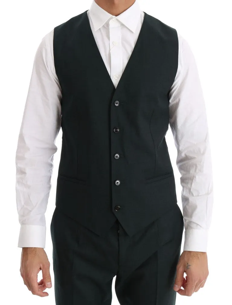 Green Wool Stretch Slim Two Button Suit