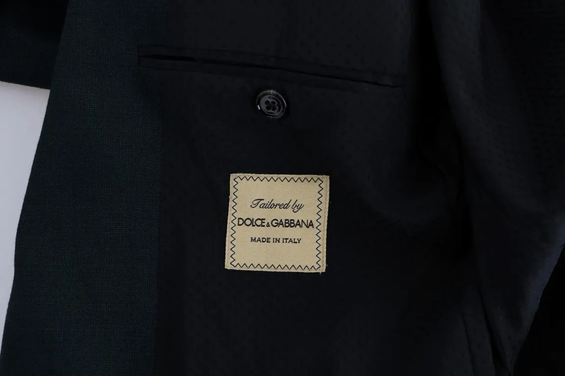 Green Wool Stretch Slim Two Button Suit