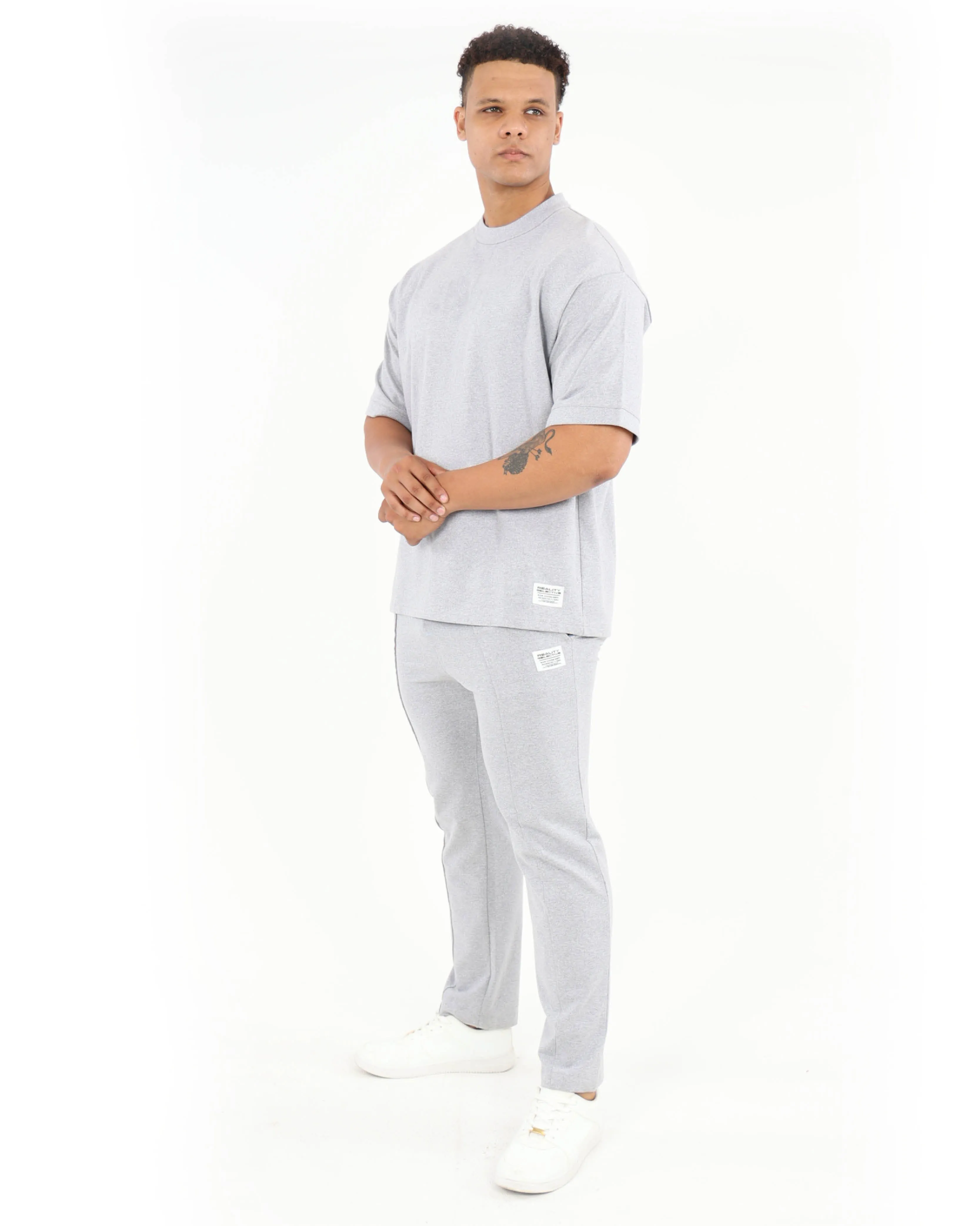 Grey Pin Tuck Joggers