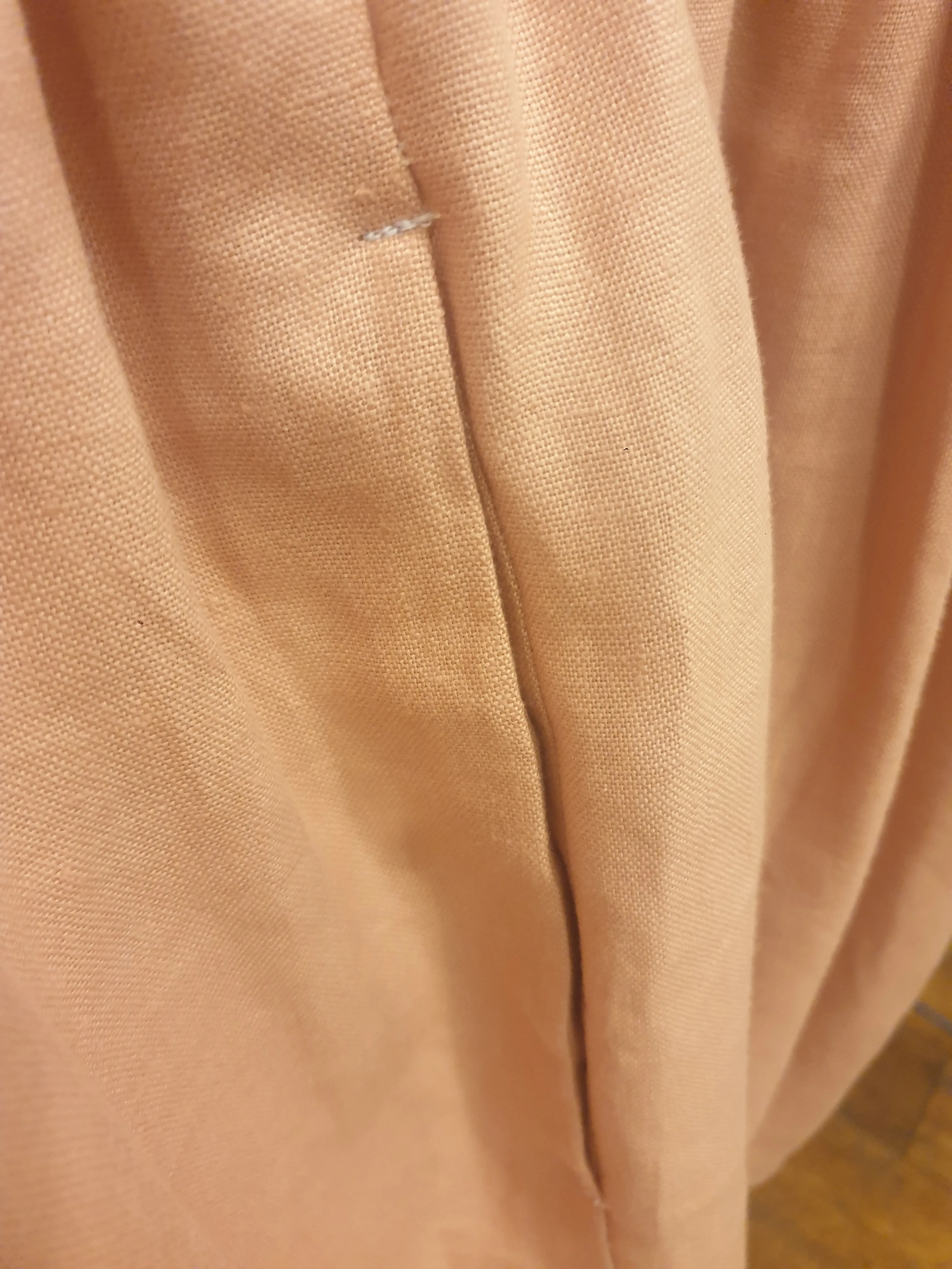 Handmade pink linen sleeveless dress with pockets, best fits 16