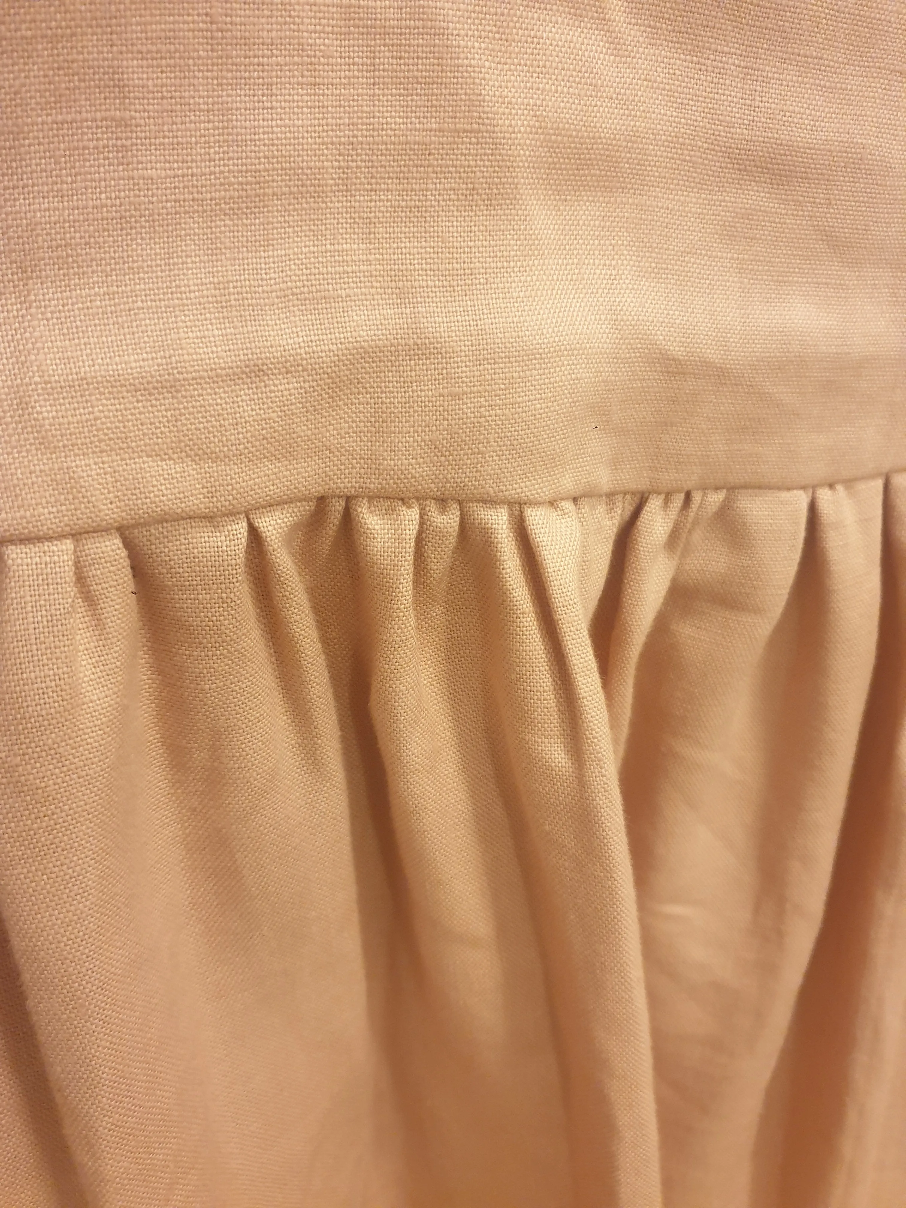 Handmade pink linen sleeveless dress with pockets, best fits 16