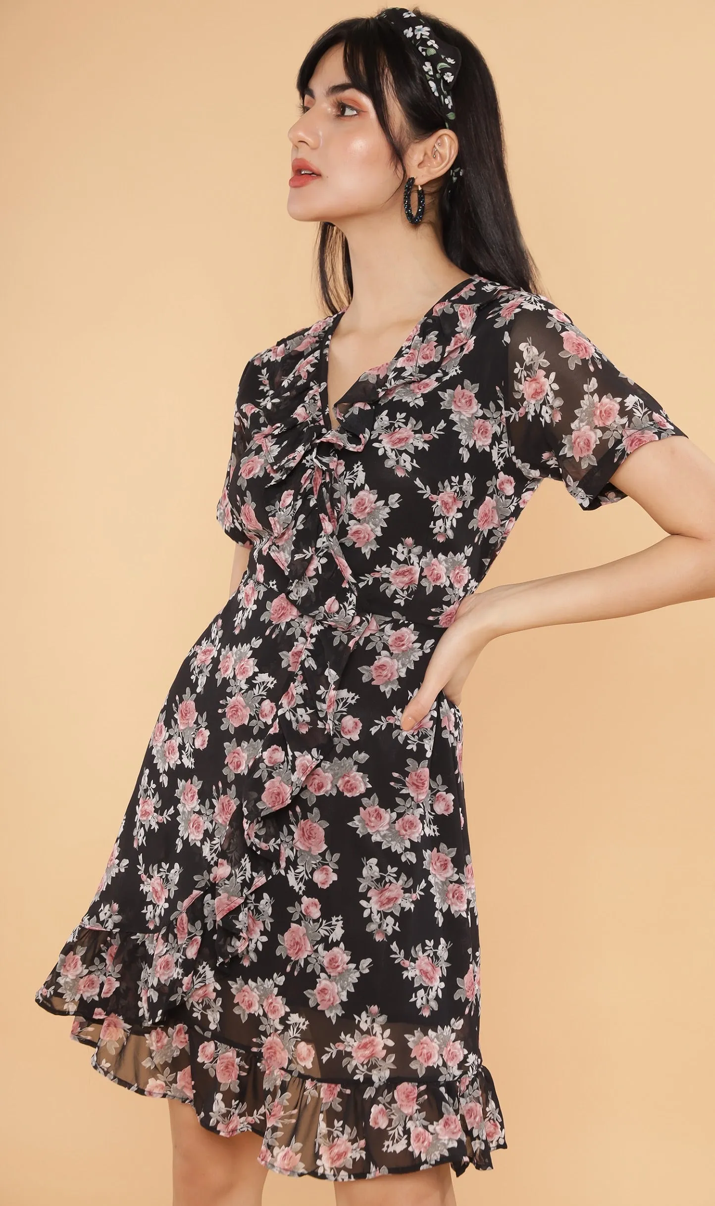 HARLOWE Ruffled Dress (Black)