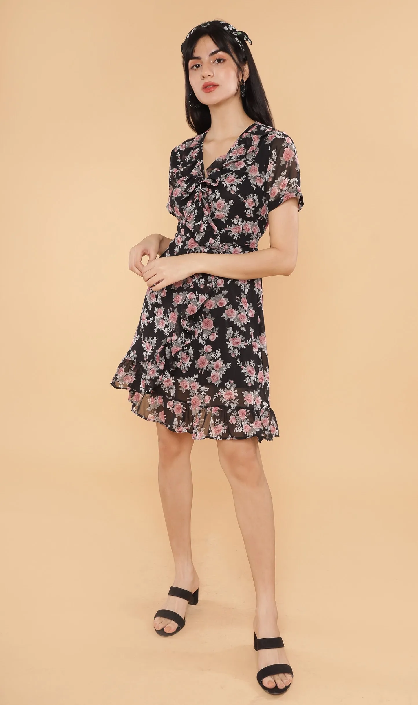 HARLOWE Ruffled Dress (Black)