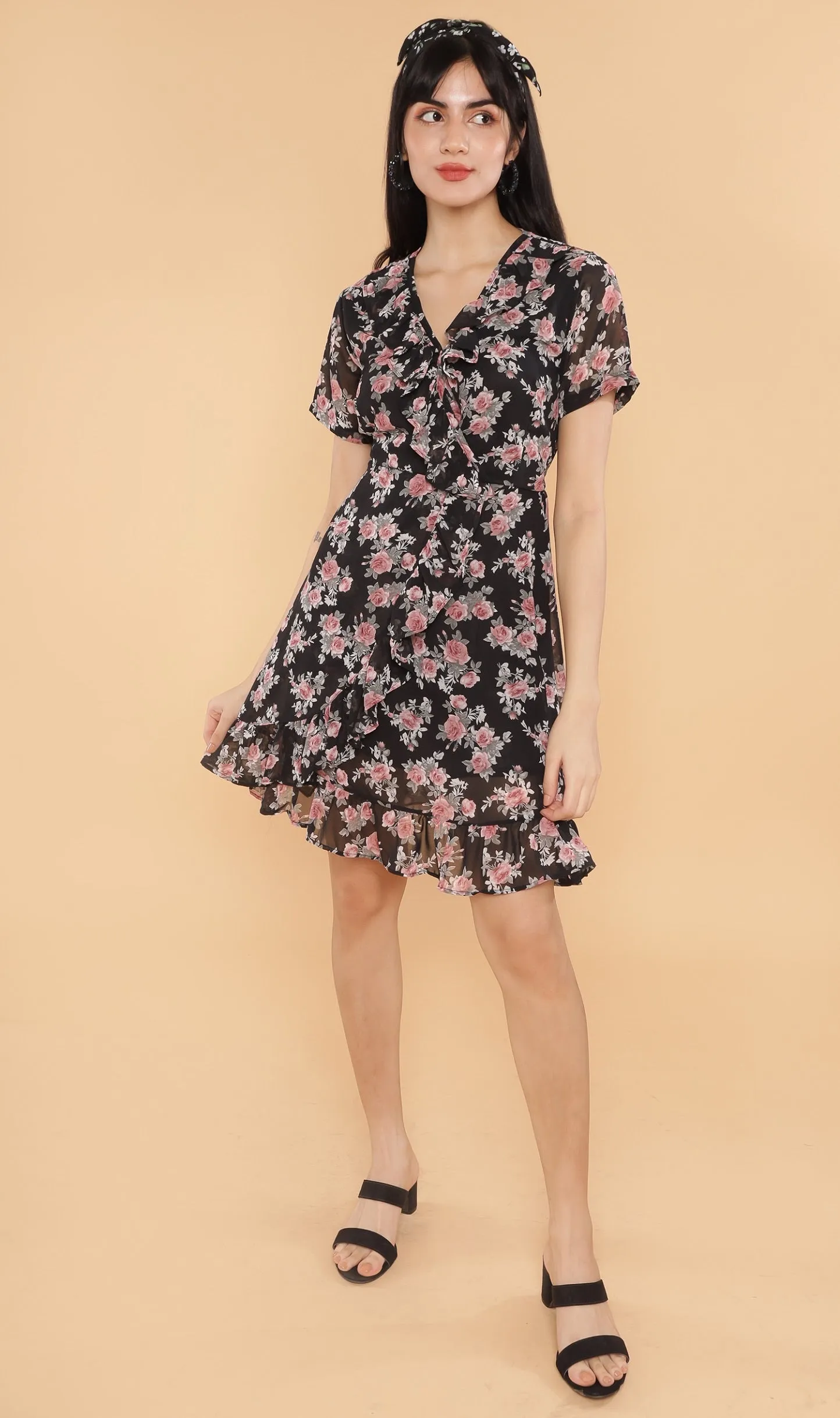 HARLOWE Ruffled Dress (Black)