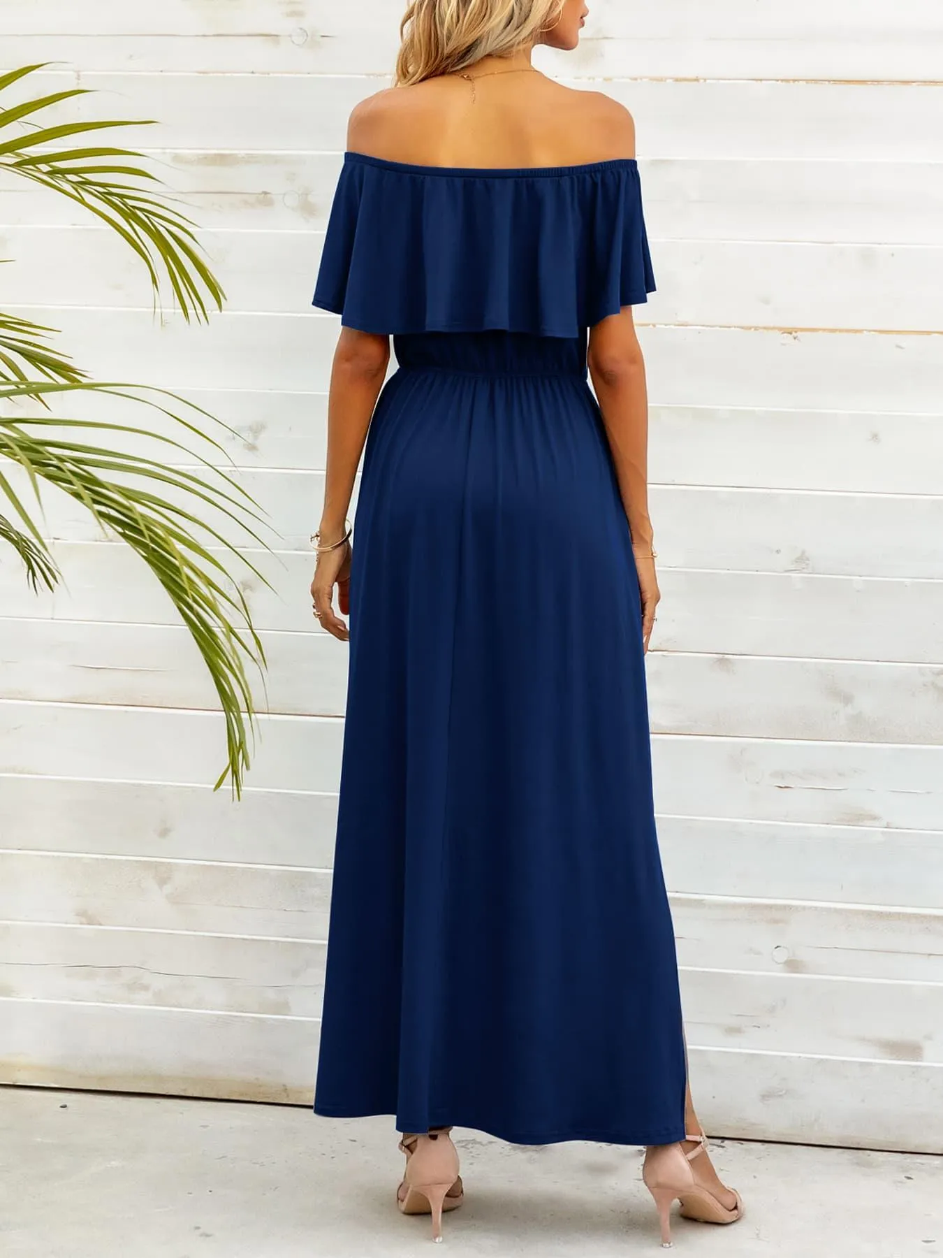 Hazel Blues® |  Off-Shoulder Slit Maxi Dress