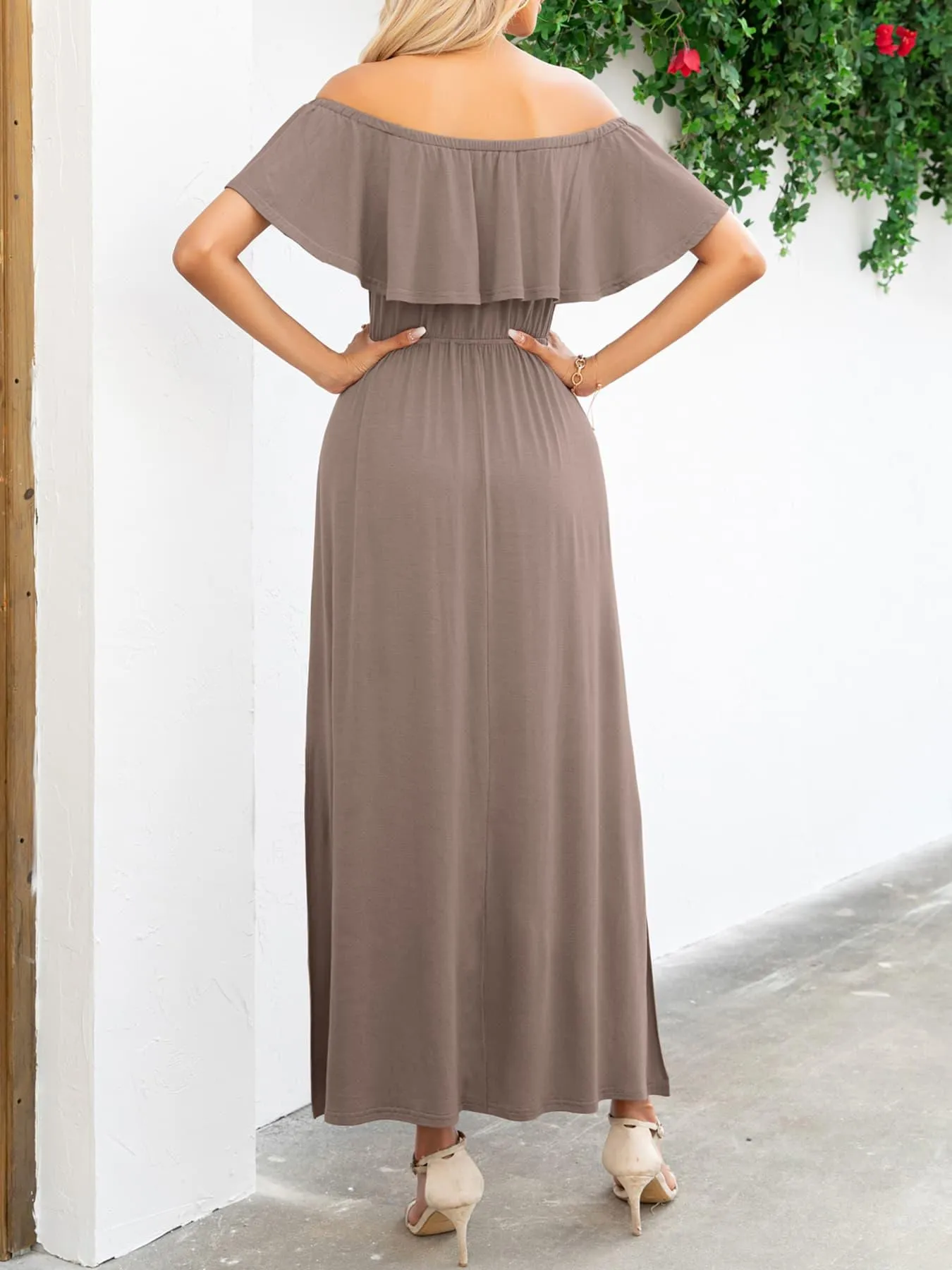 Hazel Blues® |  Off-Shoulder Slit Maxi Dress