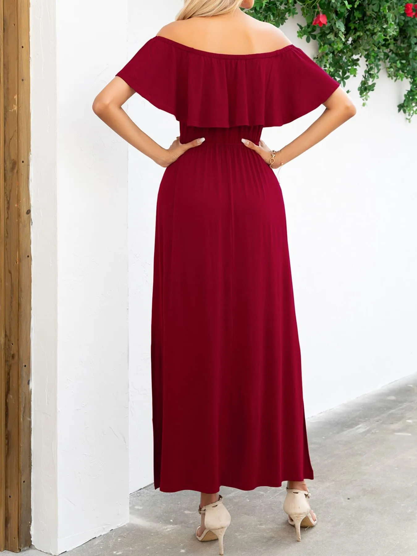 Hazel Blues® |  Off-Shoulder Slit Maxi Dress