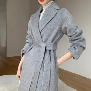 High-End Cashmere Coat for Women – Medium-Length, Loose & Thickened 100% Wool