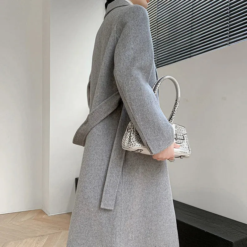 High-End Cashmere Coat for Women – Medium-Length, Loose & Thickened 100% Wool