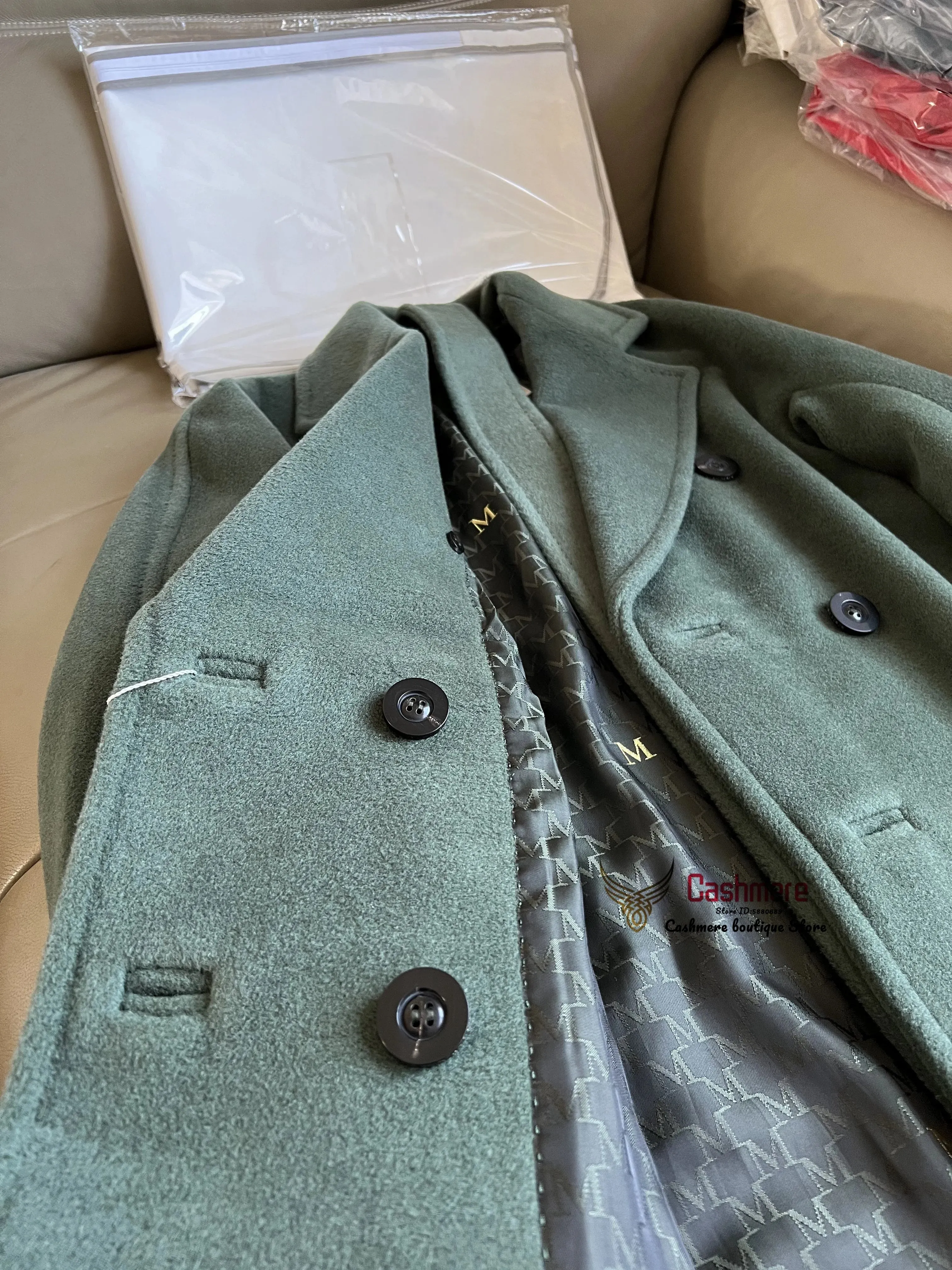 High-End Winter Cashmere Coat for Women – Camel, Black, Gray, Red, Double-Breasted