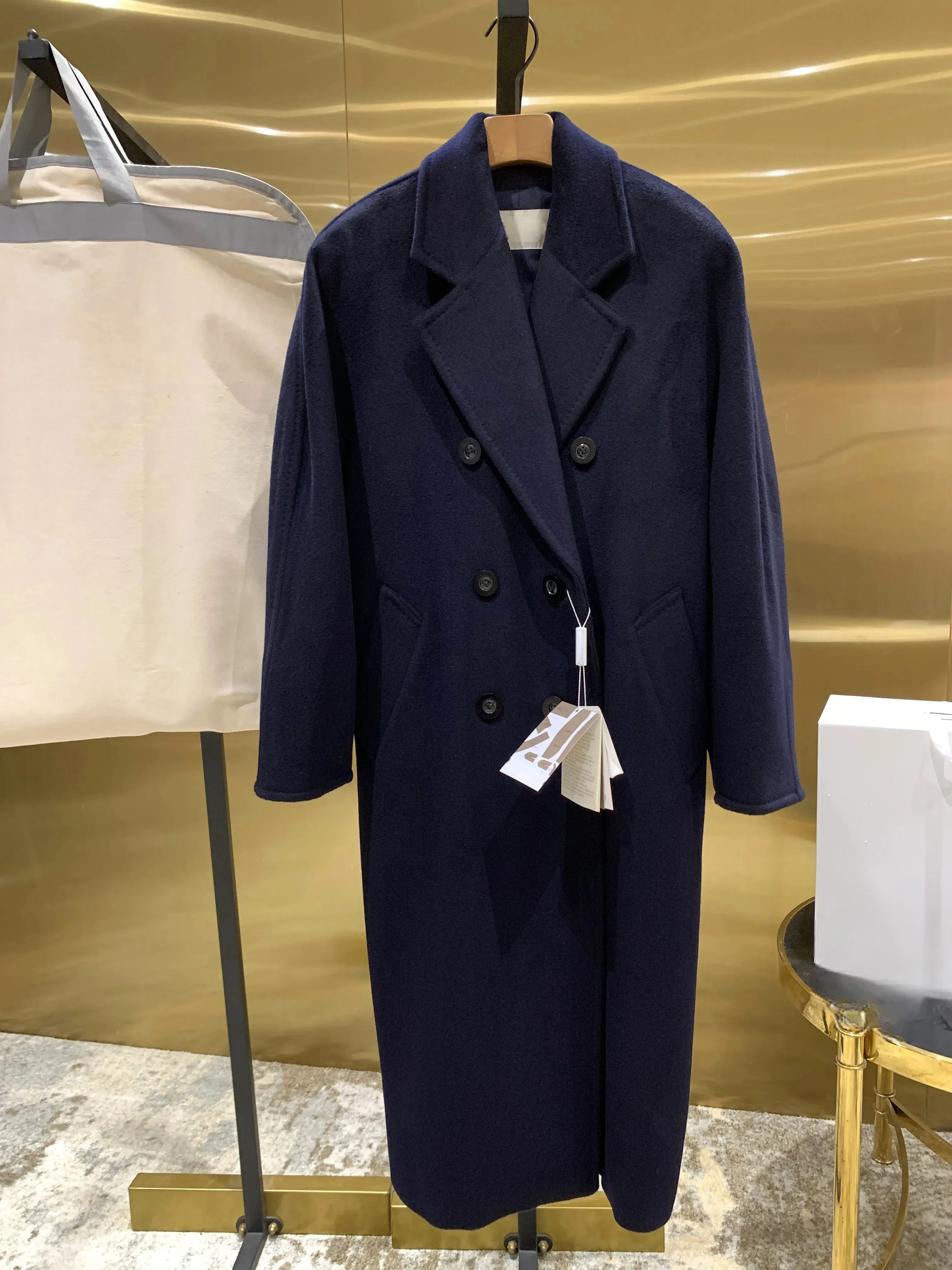 High-End Winter Cashmere Coat for Women – Camel, Black, Gray, Red, Double-Breasted