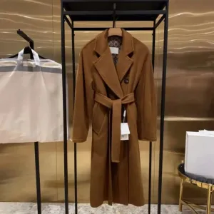High-End Winter Cashmere Coat for Women – Camel, Black, Gray, Red, Double-Breasted