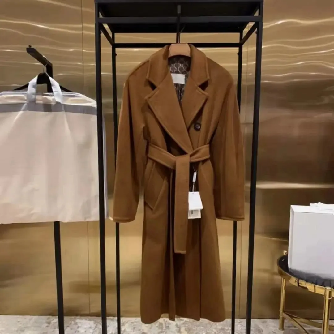 High-End Winter Cashmere Coat for Women – Camel, Black, Gray, Red, Double-Breasted