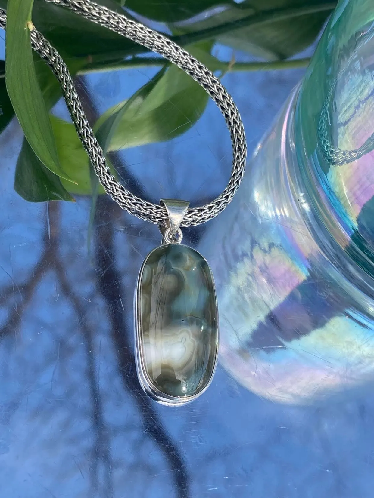 Hopping Frog Skin Agate set in Sterling Silver