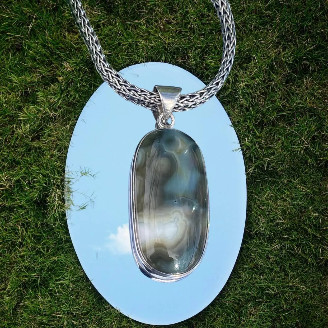 Hopping Frog Skin Agate set in Sterling Silver