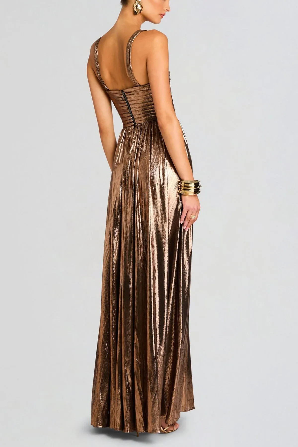 Iris Dress in Metallic Bronze
