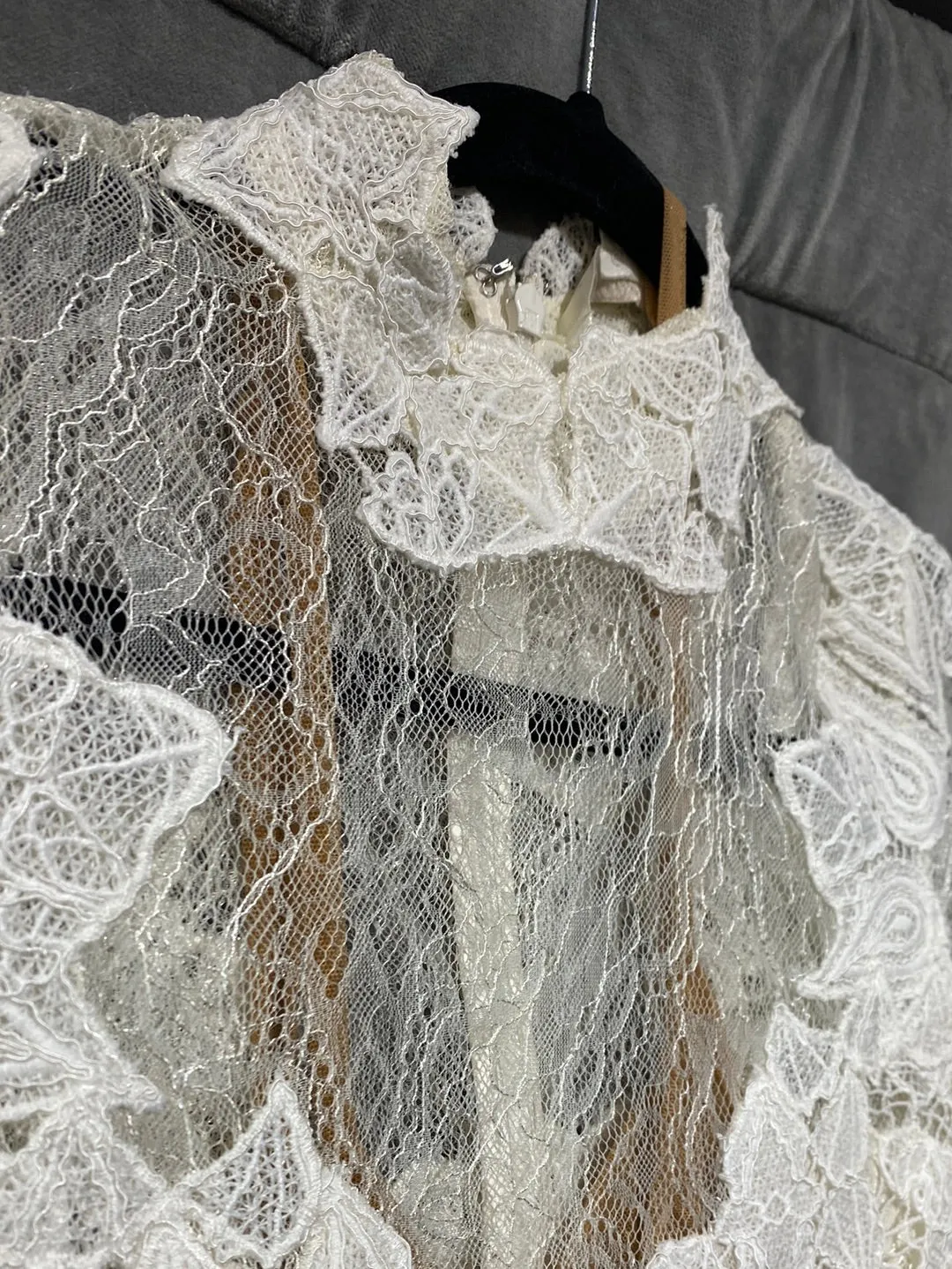 Jonathan Simkhai White Lace Turtleneck Long Sleeve Mini Dress