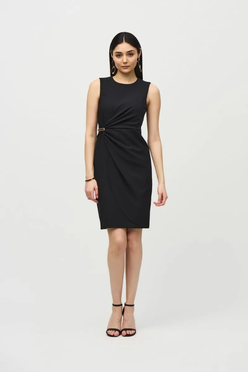 Joseph Ribkoff Embellished Sleevless Faux Wrap Sheath Dress 242151