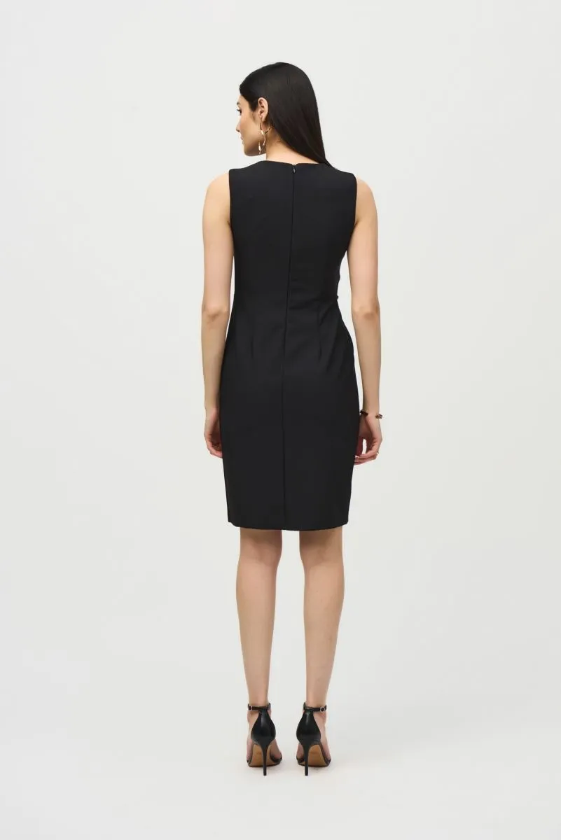 Joseph Ribkoff Embellished Sleevless Faux Wrap Sheath Dress 242151
