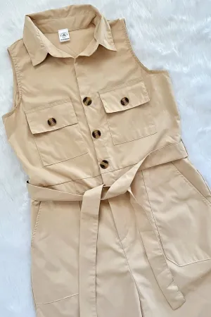 KAT Buttoned Tie-waist Jumpsuit (Cream)