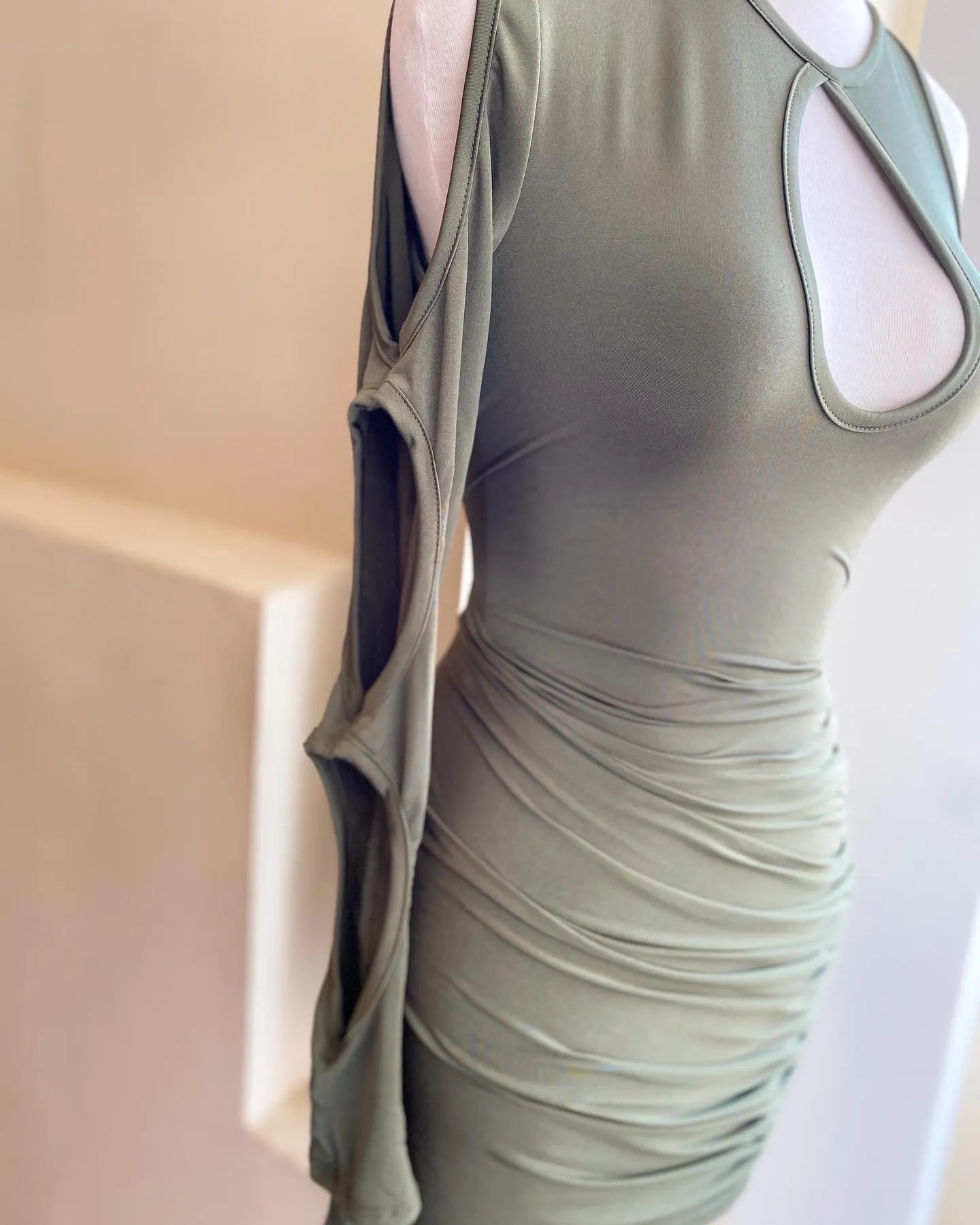 Keyhole One Sleeve  Mini Dress