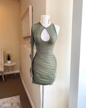 Keyhole One Sleeve  Mini Dress
