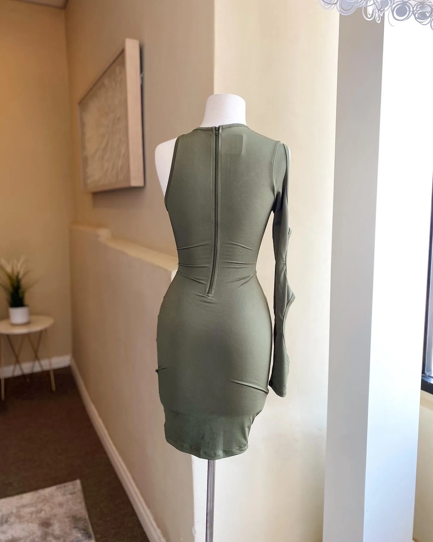 Keyhole One Sleeve  Mini Dress