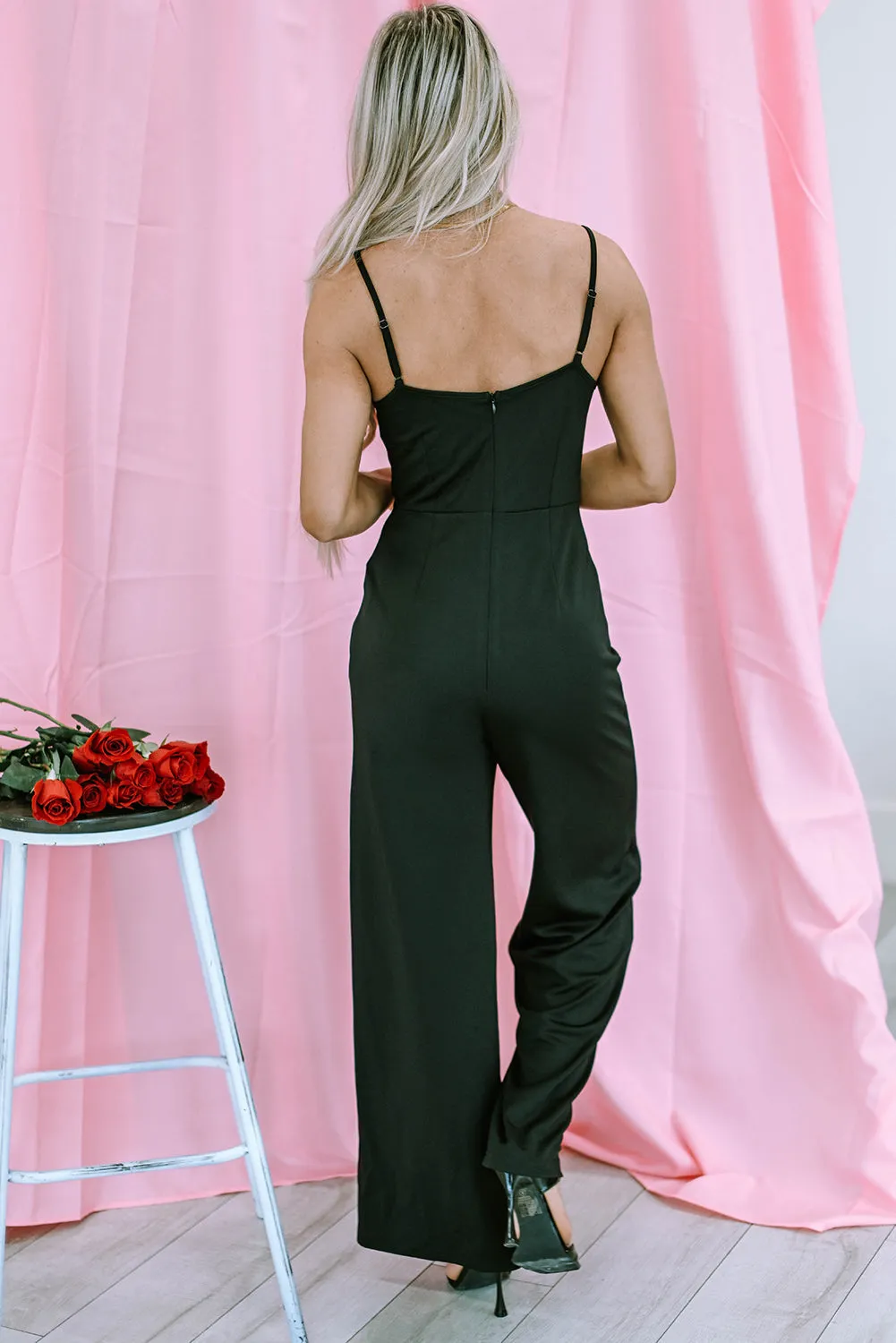 Lace Spaghetti Straps Wide Leg Jumpsuit