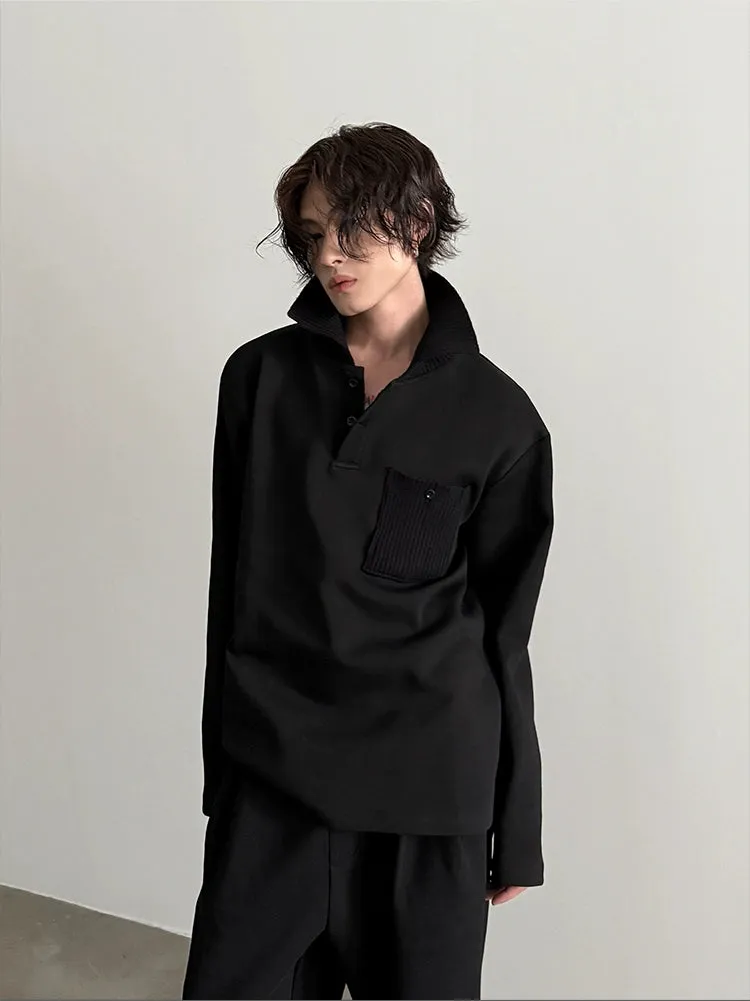Lapel Sweatshirt and Wide-Leg Pants Set