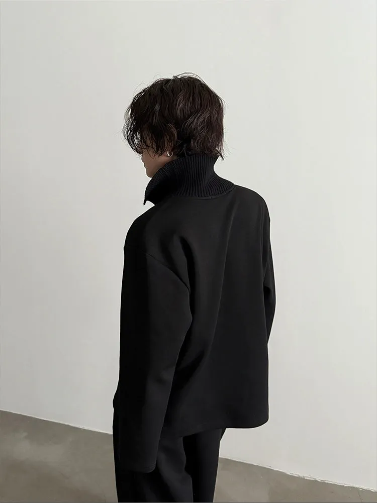 Lapel Sweatshirt and Wide-Leg Pants Set