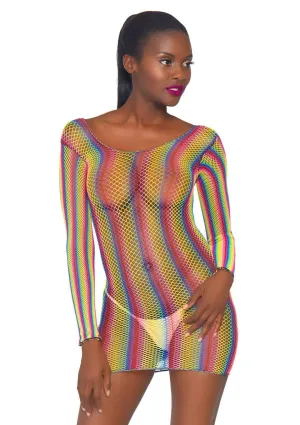 Leg Avenue Rainbow Fishnet Mini Dress 86795