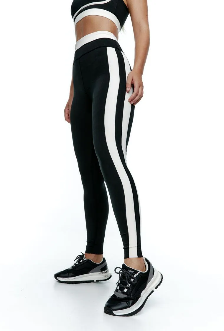 Legging deportivo bicolor Yinyang - Black