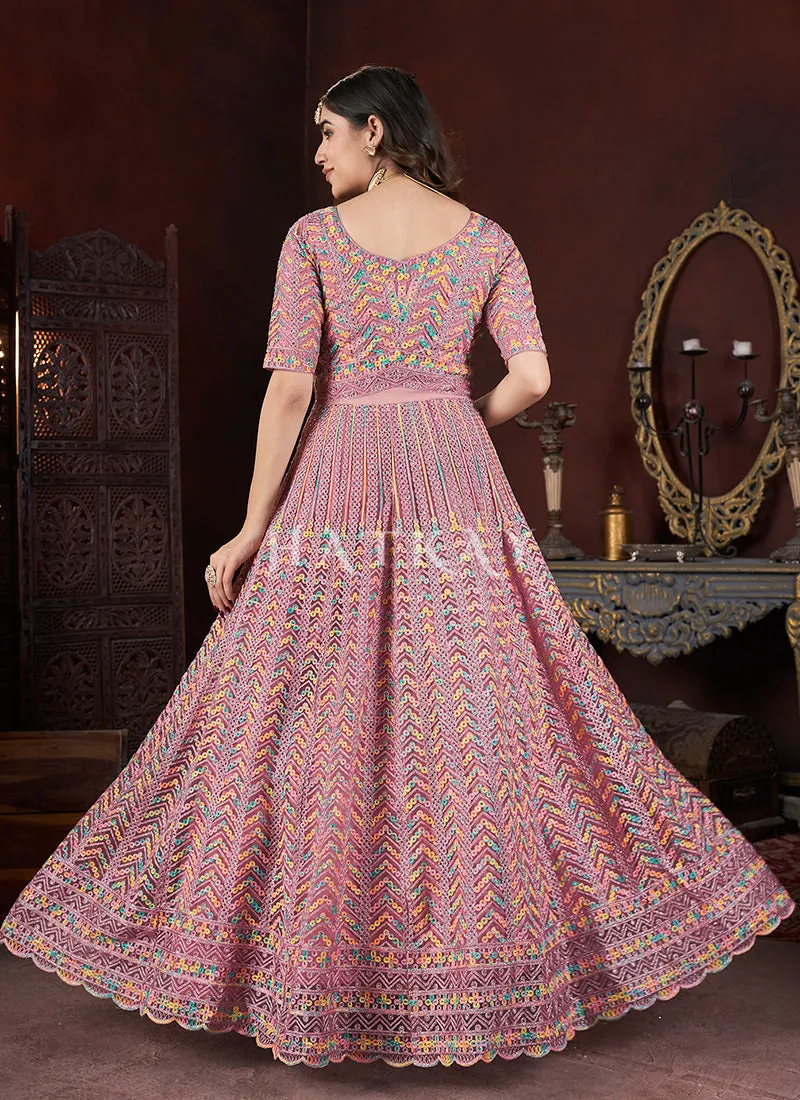 Light Pink Multi Embroidery Anarkali
