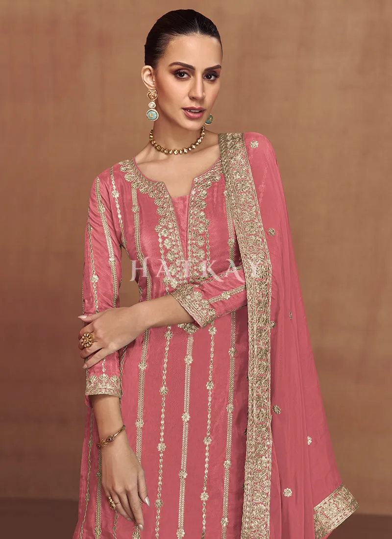 Light Pink Party Wear Gharara Suit