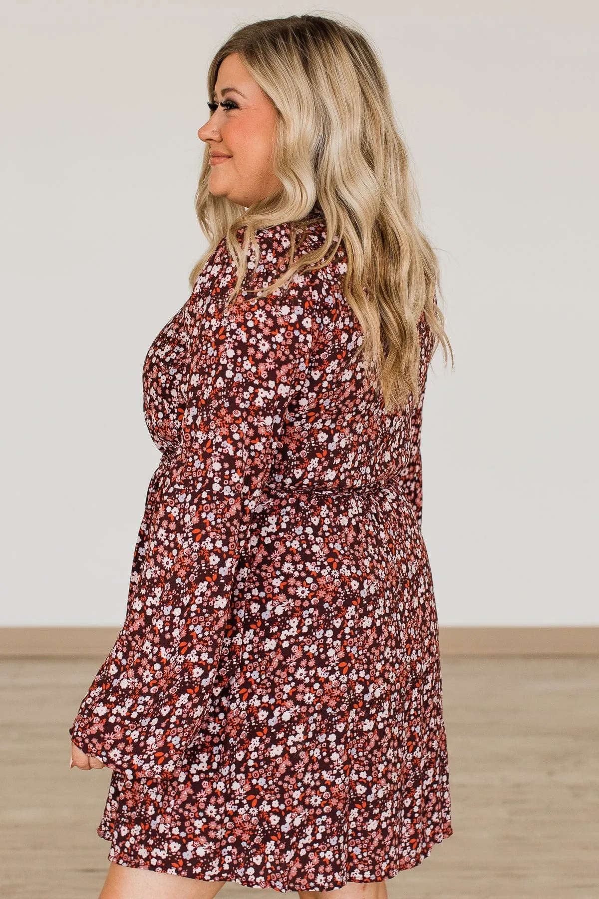 Live Your Dreams Floral Dress- Maroon