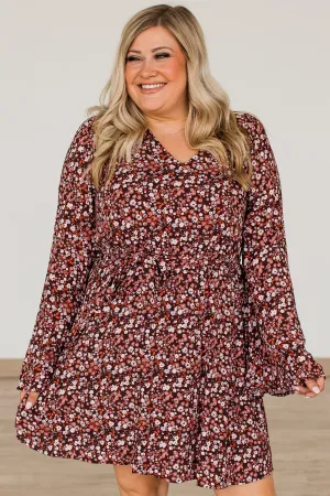 Live Your Dreams Floral Dress- Maroon